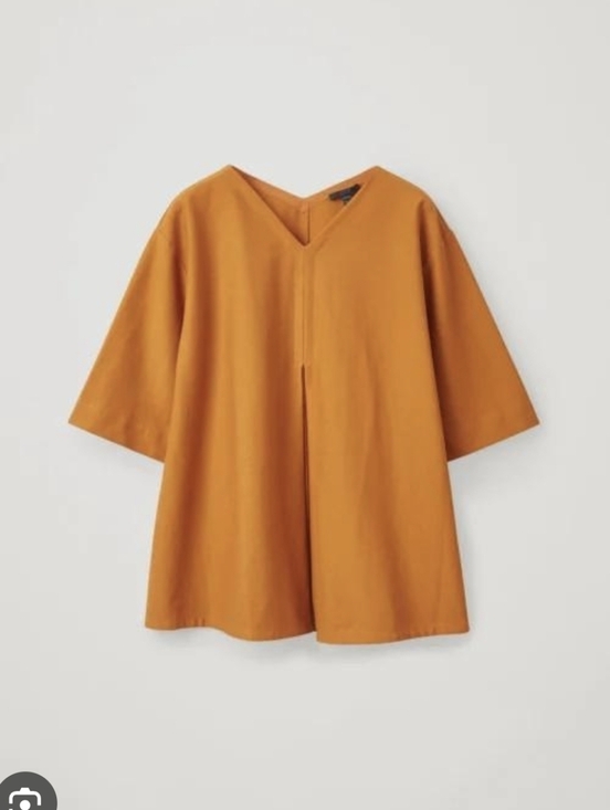 COS Tops - COS Wide V-Neck Tunic Top in Mustard Orange Size Small In Prestige Condition